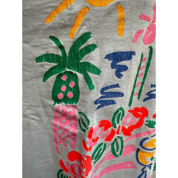 VTG Ken Done Art 80s Graphic Palm Tree SUN Flower NEON T-shirt PUFF PAINT - Picture 13 of 13